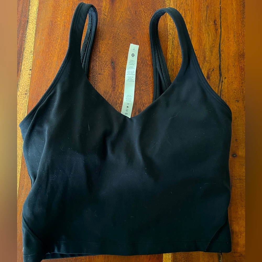 Black Lululemon Align cropped tank size 4. EUC size 4